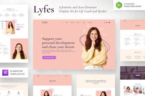 best feminine life coach Elementor template kit download