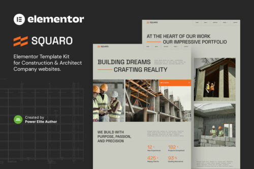 best construction Elementor template kit instant download