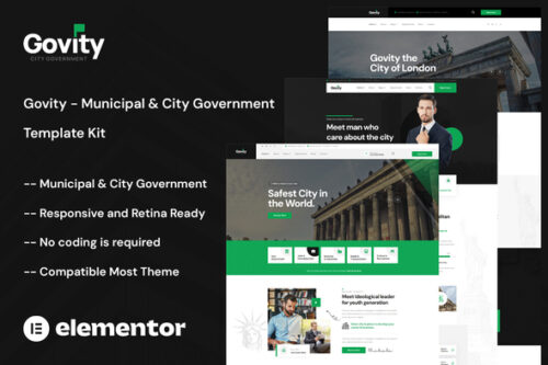 best municipal Elementor template kit government download