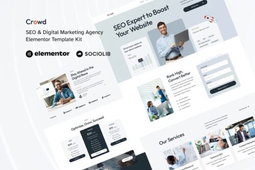 best SEO agency Elementor template kit instant download