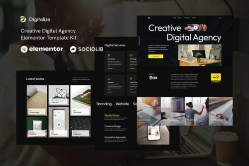 Digitalize Elementor template kit for agency portfolio download