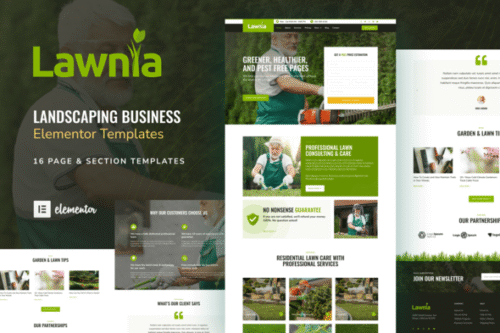best lawnia elementor template landscaping website download