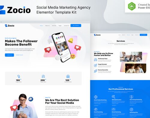 Zocio – Social Media Marketing Agency Elementor Template Kit