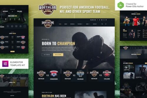 Best American Football Elementor template download for NFL website
