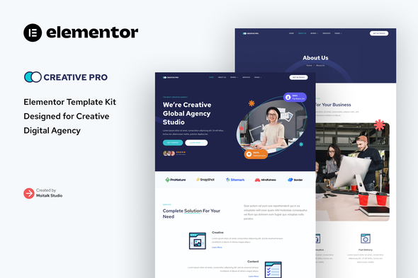 Creativepro - Creative Agency Studio Elementor Template Kit best creative agency Elementor template kit instant download