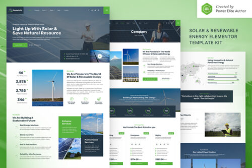 best solar energy elementor template kit instant download