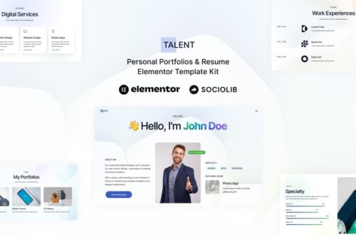best Talent Elementor portfolio template instant download