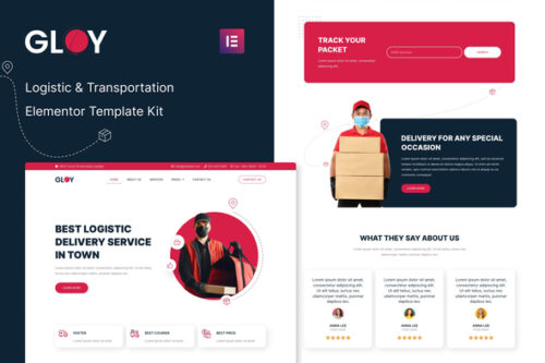 best Gloy logistics Elementor template kit instant download