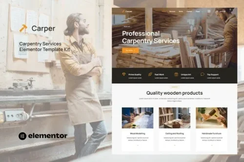 best carpenter Elementor template kit instant download