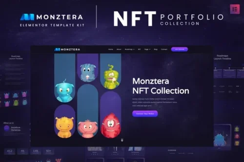 best Monztera NFT portfolio Elementor template kit download