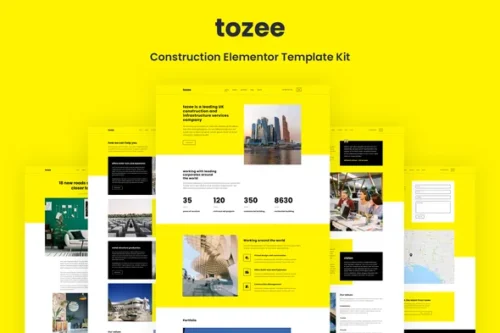 best construction Elementor template kit instant download