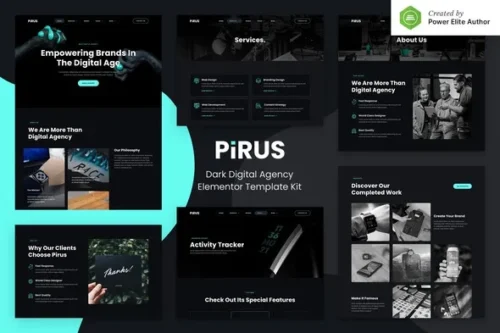 best dark digital agency Elementor template instant download