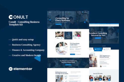 best consulting Elementor template kit instant download
