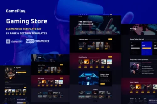 best video game store elementor template kit download