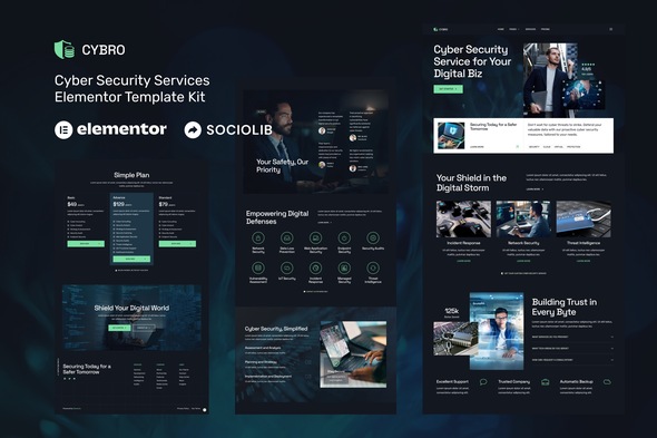 Cybro - Cyber Security Services Elementor Template Kit best Cybro Elementor template for cyber security websites instant download