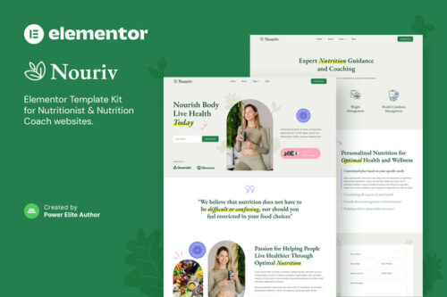 best nutrition coach Elementor template kit download