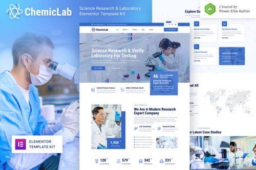 best science lab Elementor template kit instant download