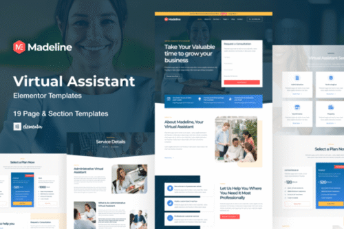best virtual assistant website template elementor instant download