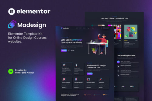 best Madesign Elementor courses template instant download