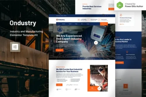 best Ondustry Elementor template kit instant download