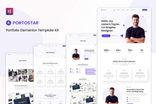 best Portostar Elementor portfolio template instant download
