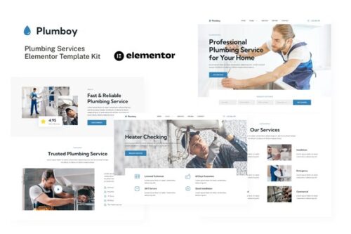 best plumbing services Elementor template kit download