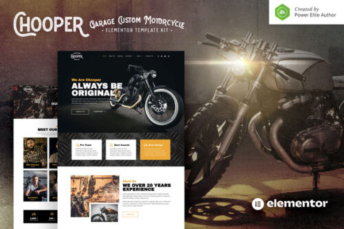 best motorcycle garage elementor template kit instant download