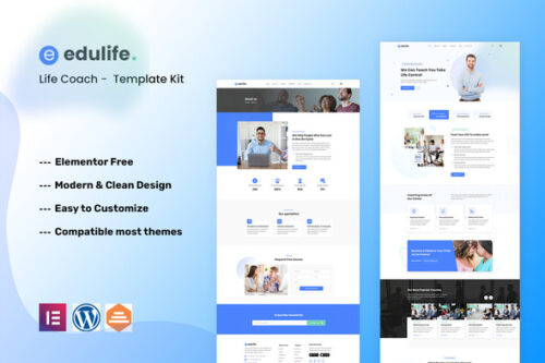 best life coach Elementor template kit instant download