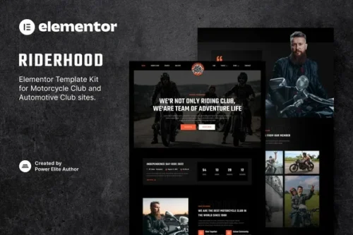 best motorcycle club Elementor template kit download