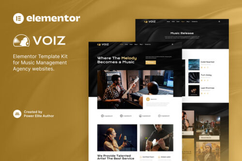 best music management agency Elementor template instant download