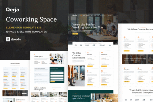 best coworking space WordPress theme Elementor template download