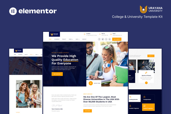 Urayana - University & College Elementor Template Kit best university website template instant download premium