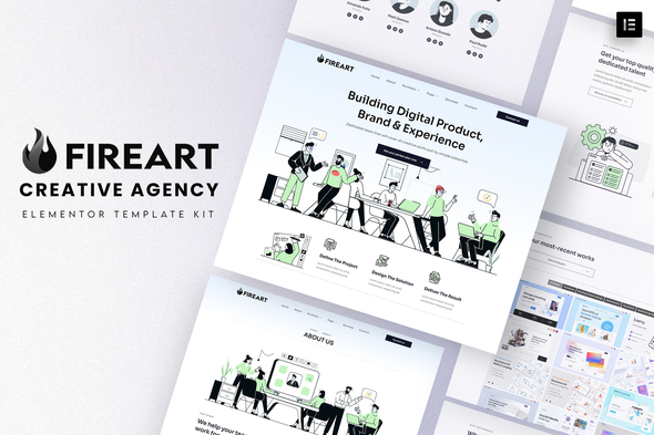 Fireart - Creative Agency Elementor Template Kit best creative agency Elementor template kit instant download