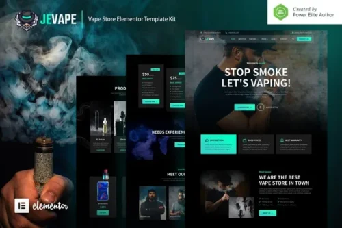 best vape store Elementor template kit premium download