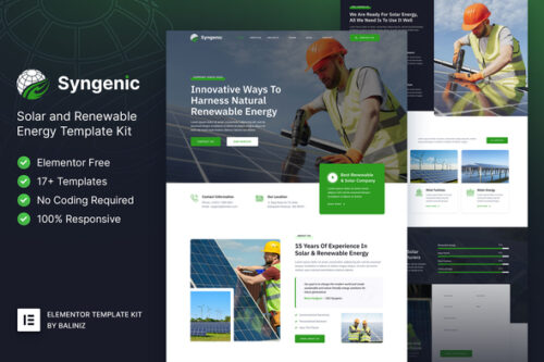 best solar energy Elementor template premium download