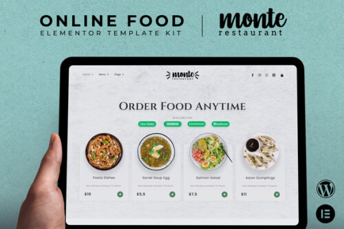 best Monte restaurant Elementor template instant download