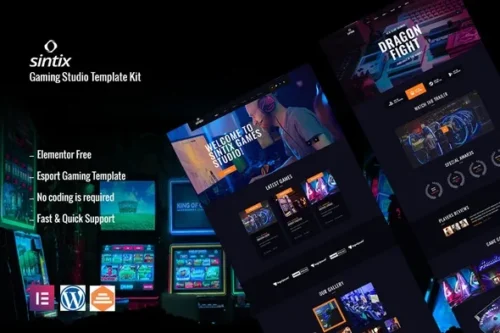 best gaming studio Elementor template dark theme download