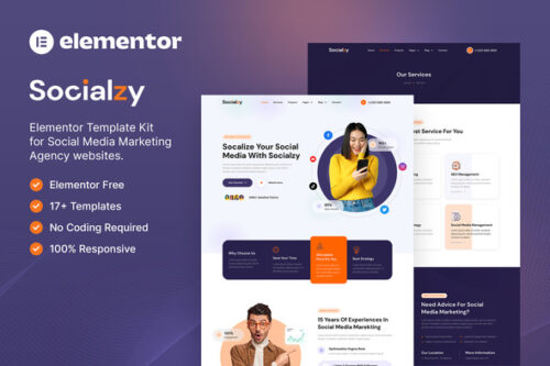 best social media agency Elementor template kit instant download