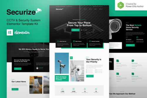 best CCTV security Elementor template instant download