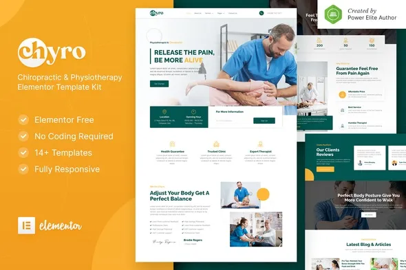 Chyro – Chiropractic & Physiotherapy Elementor Template Kit best chiropractic Elementor template kit instant download