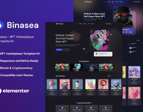 Binasea - NFT Marketplace Elementor Template Kit