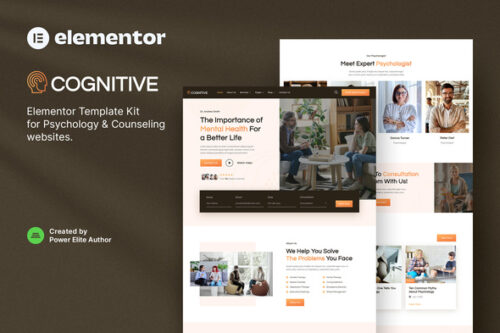 best cognitive psychology Elementor template kit for professional counseling websites