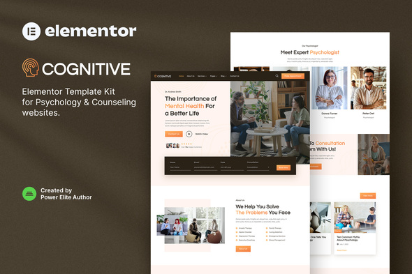 Cognitive – Psychology & Counseling Elementor Template Kit best cognitive psychology Elementor template kit for professional counseling websites