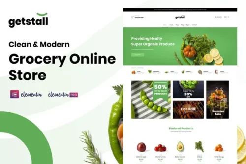 best Getstall grocery store Elementor template kit download