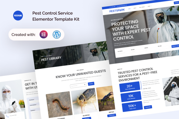 Pestspark - Pest Control Service Elementor Template Kit best Pestspark pest control website template download