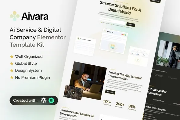 Aivara - AI Service & Digital Company Elementor Template Kit Aivara - AI Service & Digital Company Elementor Template Kit