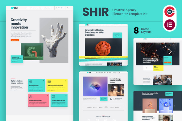 Shir - Creative Agency & Portfolio Elementor Template Kit best creative agency Elementor template kit instant download