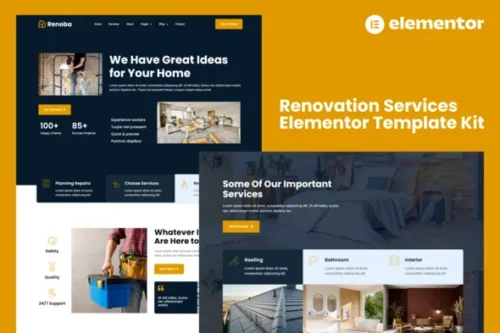best Renoba renovation Elementor template kit download