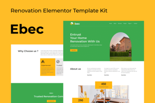 best renovation Elementor template kit instant download