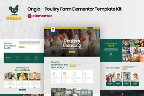 best poultry farm website template for Elementor instant download